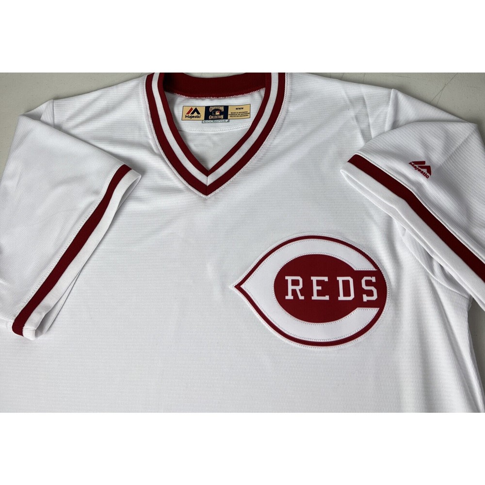 Majestic Cincinnati Reds Jersey Cooperstown Collection COOLBASE Patch Logo Sz M